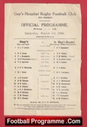 Guys Hospital Rugby v St Marys Hospital 1941 – Rugby Match