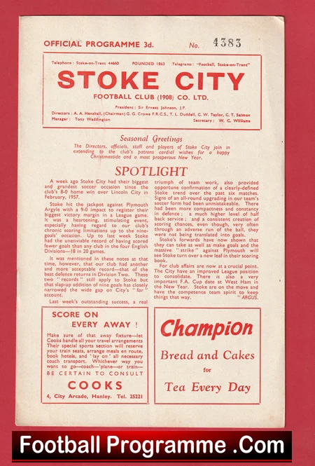 Stoke City v Huddersfield Town 1960 - Image 2