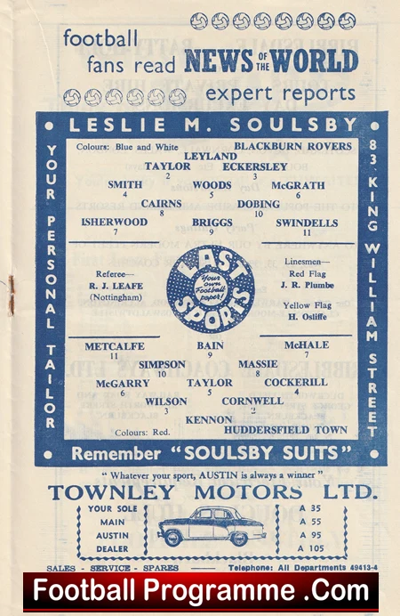 Blackburn Rovers v Huddersfield Town 1957 - Image 4