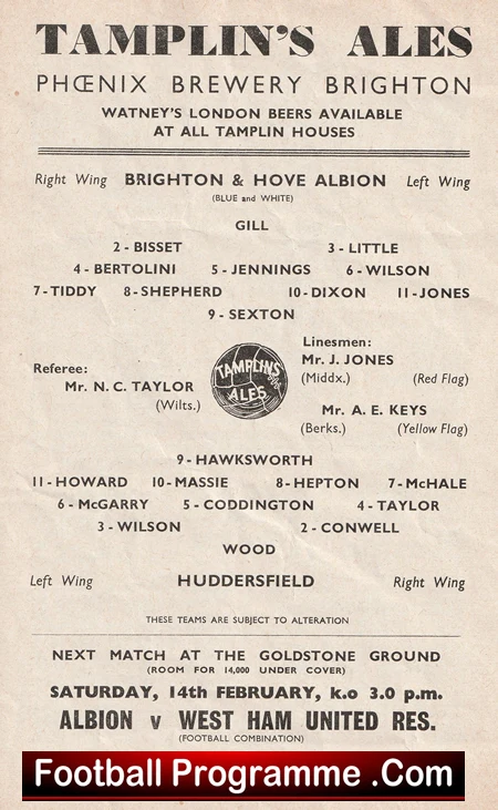 Brighton Hove Albion v Huddersfield Town 1959 - Image 3