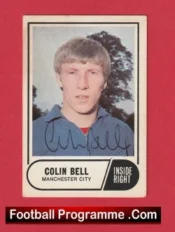 Manchester City Colin Bell Signed Picture Football Card 1970s