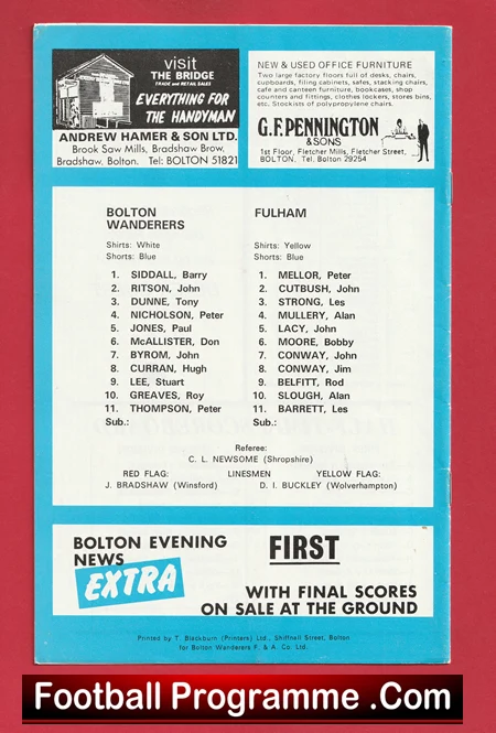 Bolton Wanderers v Fulham 1976 - Bobby Moore - Image 3