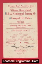 Liverpool Boys v LBA Continental Touring X1 1953 – Anfield