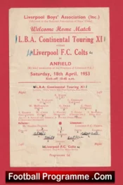 Liverpool Boys v LBA Continental Touring X1 1953 – Anfield