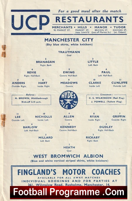 Manchester City v WBA 1953 - Man City Football Programme - Image 3