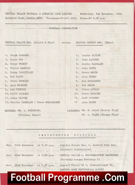 Crystal Palace v Bristol Rovers 1969 - Reserves Match - Image 2