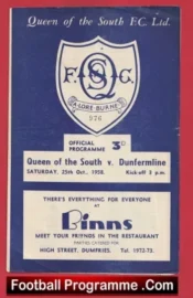 Queen Of The South v Dunfermline 1958 – Football Programmes QOS