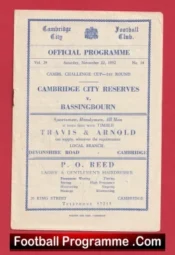 Cambridge City v Bassingbourn 1952 – Reserves Match