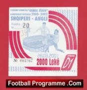 Albania v England 2001 – Football Ticket