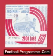 Albania v England 2001 – Football Ticket