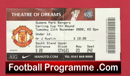 Manchester United v QPR 2008 - Football Ticket Man Utd - Image 2