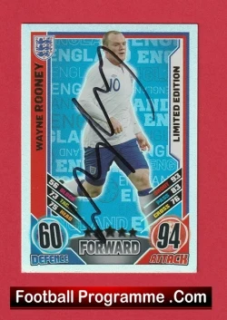 England Man Utd Wayne Rooney Autograph Signed Football Card