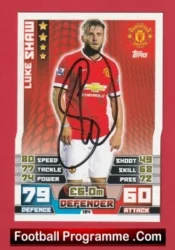 Manchester United Luke Shaw Autograph Signed Football Card Man Utd