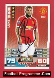 Manchester United Luke Shaw Autograph Signed Football Card Man Utd