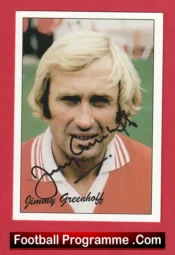 Manchester United Jimmy Greenhoff Autographed Signed Football Card Man Utd
