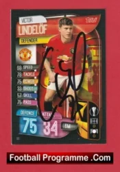 Manchester United Victor Lindelof Autograph Signed Football Card Man Utd