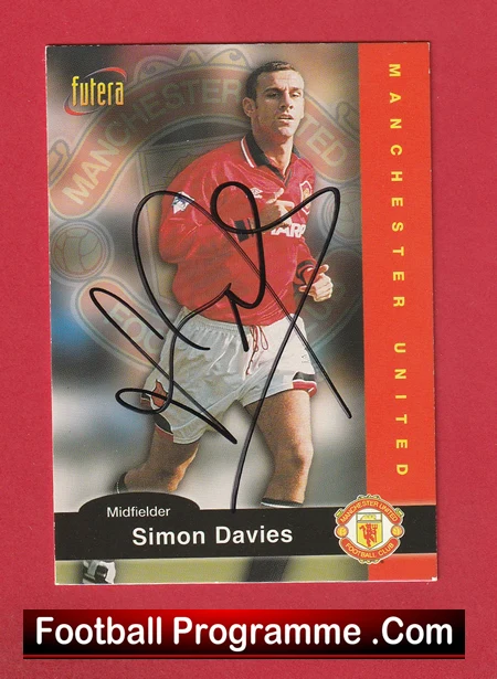 Manchester United Simon Davies Autograph Signed Football Card Man Utd - Image 2