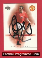 Manchester United Laurent Blanc Autographed Signed Football Card Man Utd