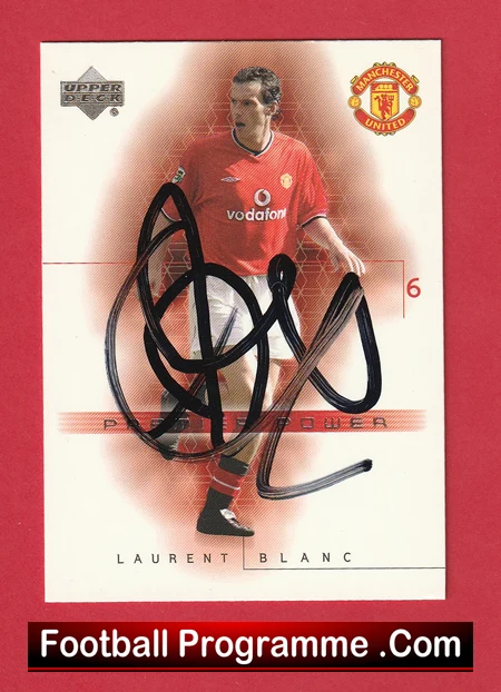 Manchester United Laurent Blanc Autographed Signed Football Card Man Utd - Image 2
