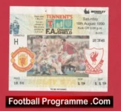 Manchester United v Liverpool 1990 – Charity Shield Match Ticket