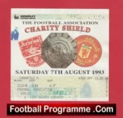 Manchester United v Arsenal 1993 – Charity Shield Match Ticket