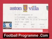 Manchester United v Chelsea 1996 – FA Cup Semi Final Match Ticket Villa Park