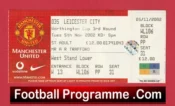 Manchester United v Leicester City 2002 – League Cup Football Ticket