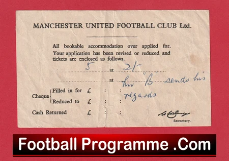 Manchester United Football Club Bobby Charlton Booking Ticket Notification - Image 2