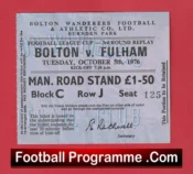Bolton Wanderers v Fulham 1976 – Football Ticket + George Best