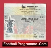 Manchester United v Crystal Palace 1990 League Cup Final Ticket