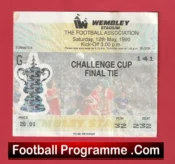 Manchester United v Crystal Palace 1990 League Cup Final Ticket