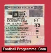Liverpool v Everton 1986 – Charity Shield Football Ticket