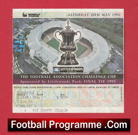 Manchester United v Everton 1995 - FA Cup Final Match Ticket - Image 2
