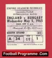 England v Hungary 1965 – Football Ticket