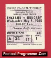 England v Hungary 1965 – Football Ticket