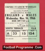 England v Wales 1966 – Football Ticket 66