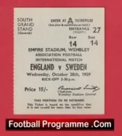 England v Sweden 1959 – Football Ticket