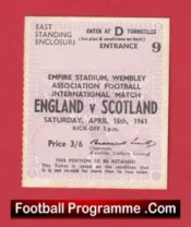 England v Scotland 1961 – Match Ticket Wembley