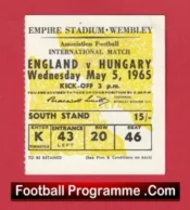 England v Hungary 1965 – Football Ticket