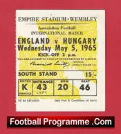 England v Hungary 1965 – Football Ticket