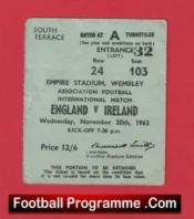 England v Ireland 1963 – Match Ticket