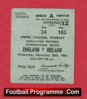 England v Ireland 1963 – Match Ticket