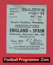 England v Spain 1955 – Football Match Ticket