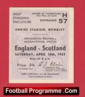 England v Scotland 1953 – Match Ticket Wembley