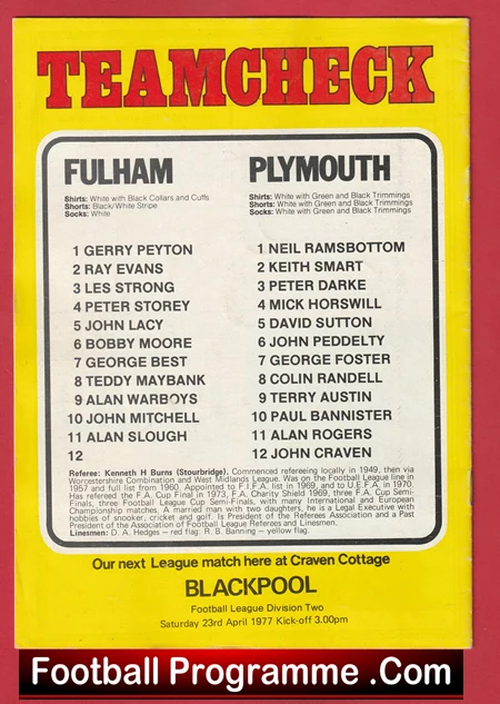Fulham v Plymouth Argyle 1977 - George Best + Bobby Moore - Image 3