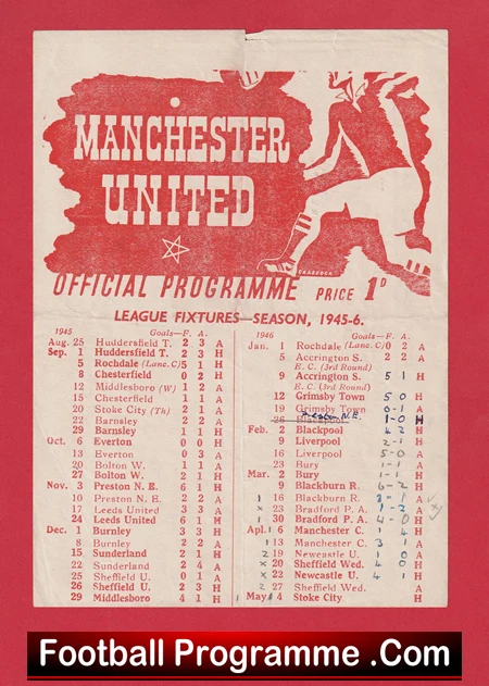 Manchester United v Grimsby Town 1946 - Man Utd 1940's - Image 2