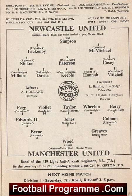Newcastle United v Manchester United 1956 - Man Utd - Image 3