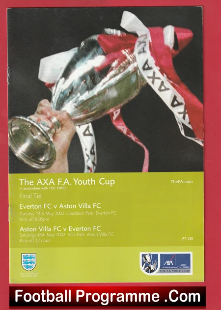 Everton v Aston Villa 2002 - Youth Cup Final - Wayne Rooney Double Issue - Image 2