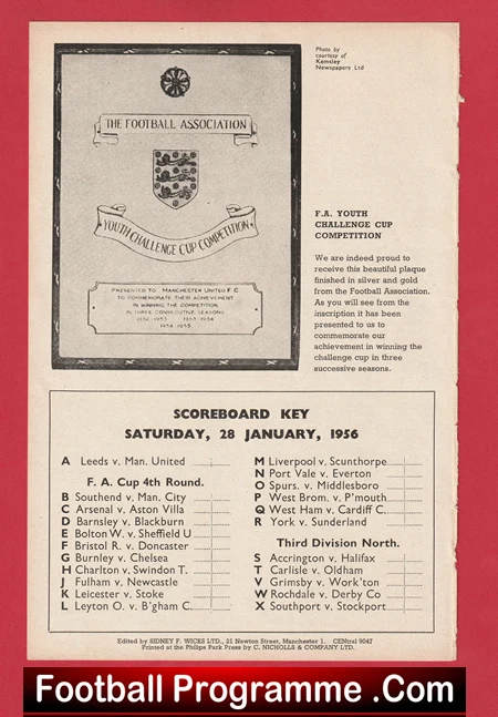 Manchester United v Newcastle United 1956 - Bobby Charlton Youth - Image 4