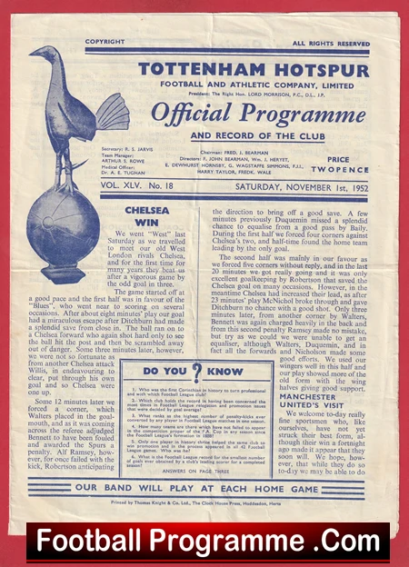 Tottenham Hotspur v Manchester United 1952 - Man Utd - Image 2